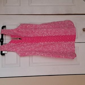 Lilly Pulitzer Pink Print Sheath Dress  with Embroadary Size 14 Very nice